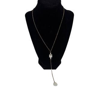 Gold Tone Lariat Necklace Dainty Drop Pendant Minimalist Layering